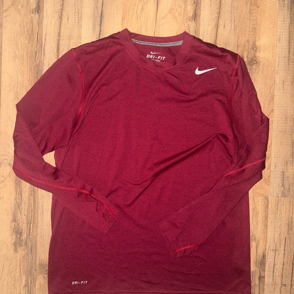Nike Men's Maroon Long Sleeve Dri-FIT Shirt